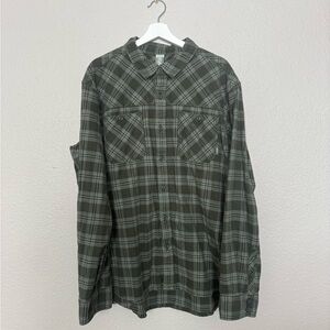 Stio Mens Plaid Button Down Flannel - XXL - Dark Green